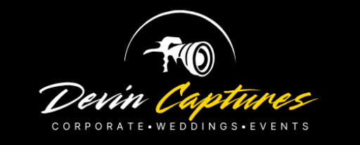 Devin Captures logo – luxury photography brand specializing in weddings, corporate events, and engagements.